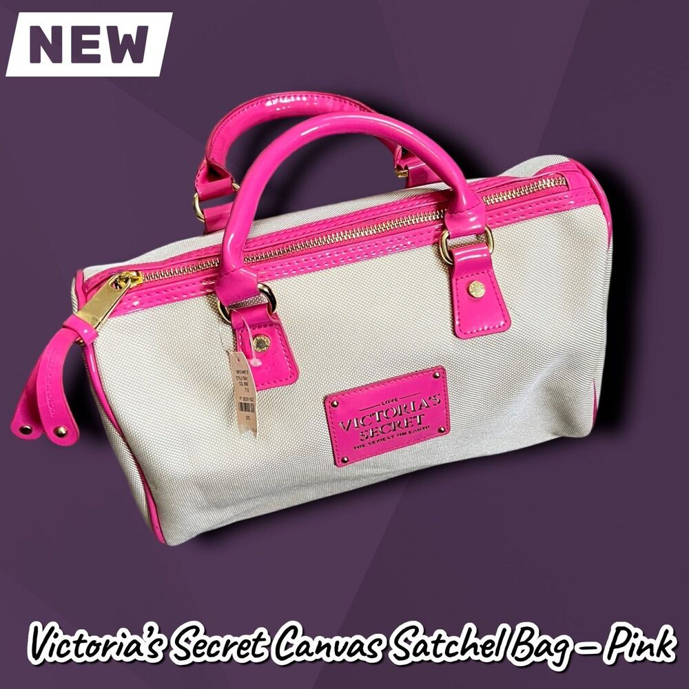 New With Tags Victoria’s Secret Canvas Satchel Bag – Pink - Picture 10 of 10